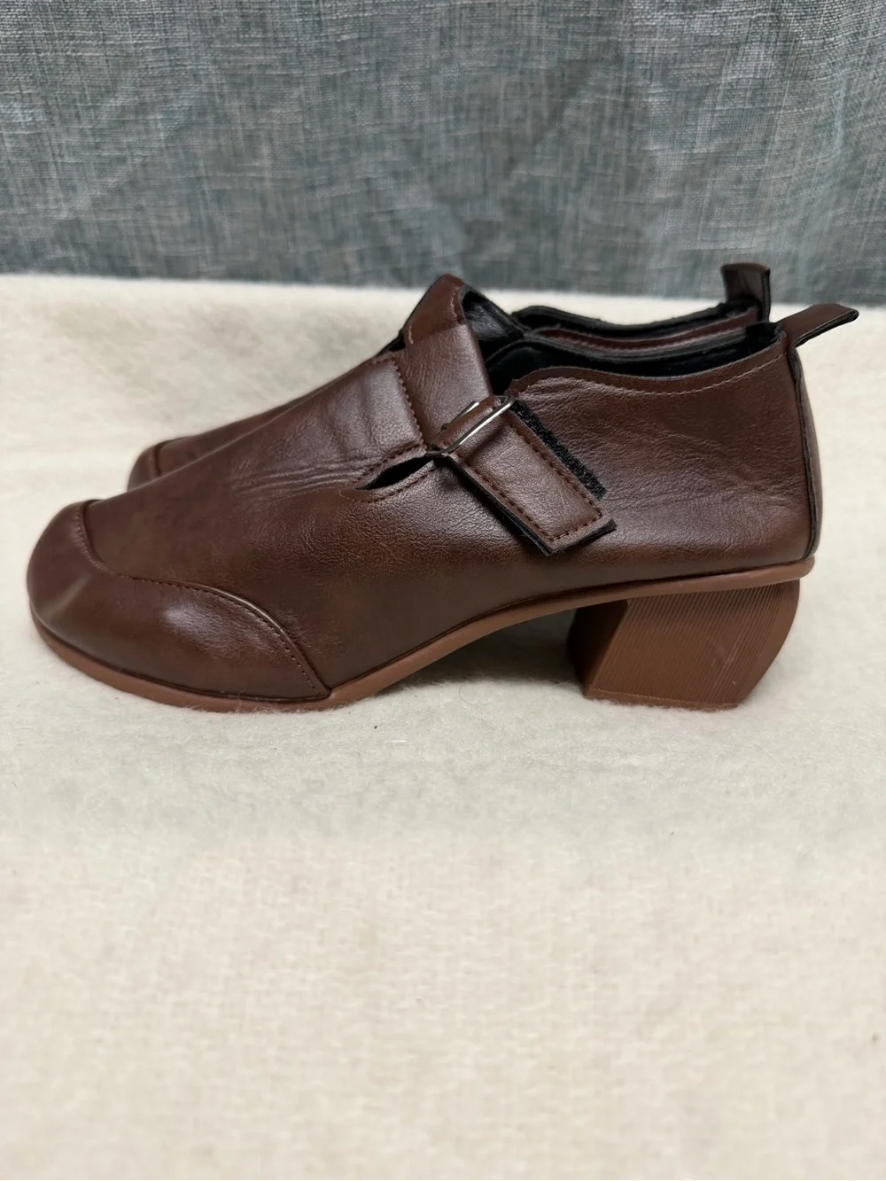 Women’s Brown Buckle Mary Jane Flats - Picture 2 of 4
